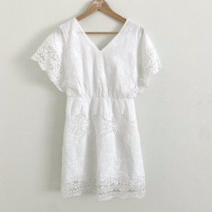 Ann Taylor White Eyelet Lace Embroidered Boho Dress